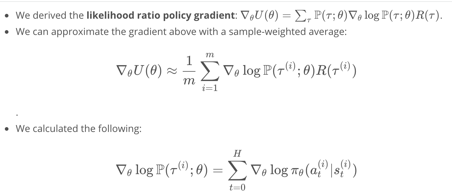 Policy Gradient Derivation